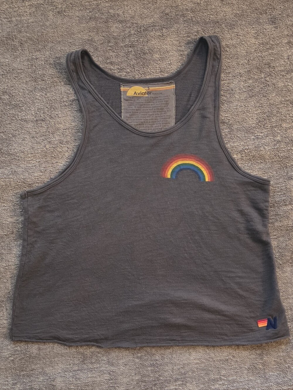 Aviator Nation Gret Rainbow Logo Tank Top Size Small